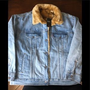 Levis Reversible Faux Fur Denim Dad Trucker Jacket